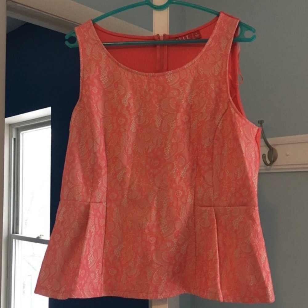 Lacy Salmon Peplum Top
